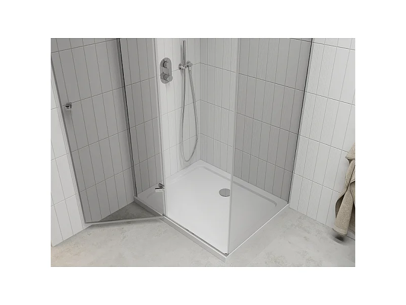 Mexen Roma kabina prysznicowa uchylna 100 x 80 cm, transparent, chrom + brodzik Flat - 854-100-080-01-00-4010