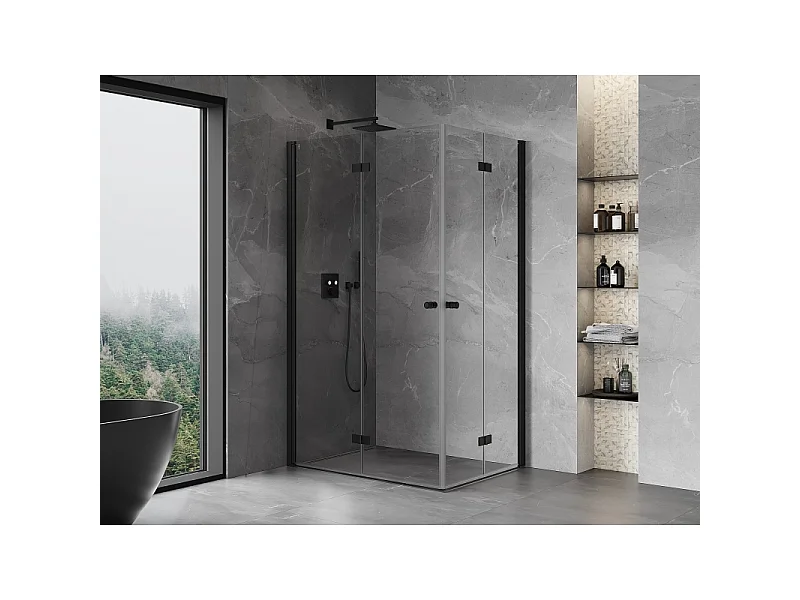 Mexen Mist-F Duo folding shower cabin 115 x 70 cm, transparent, black - 8A6-115L-070P-70-00