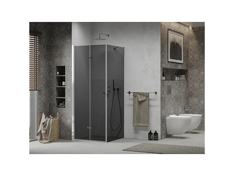 Mexen Lima inklapbare douchecabine 100 x 100 cm, grafiet, chroom - 856-100-100-01-40