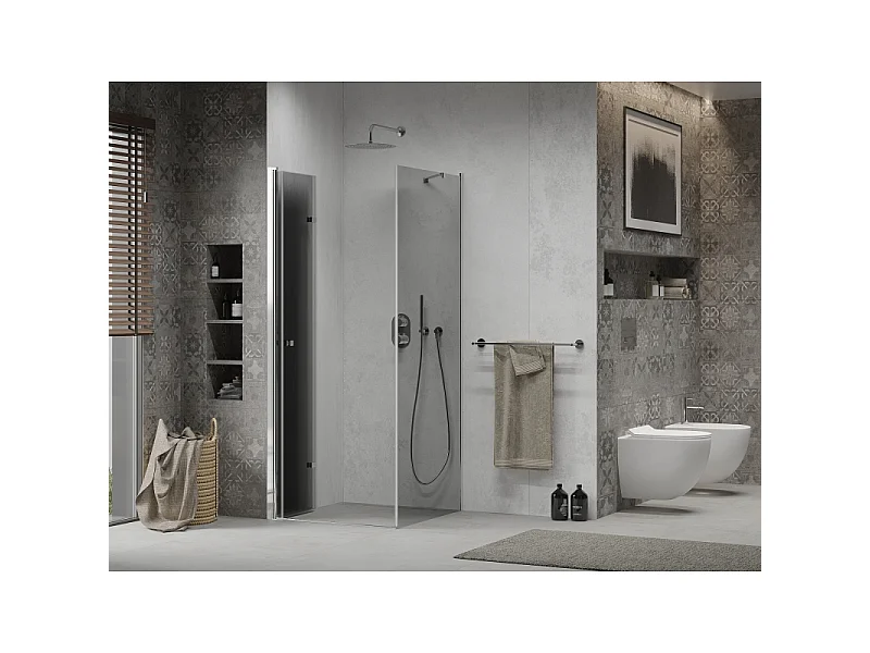 Mexen Lima inklapbare douchecabine 100 x 100 cm, grafiet, chroom - 856-100-100-01-40
