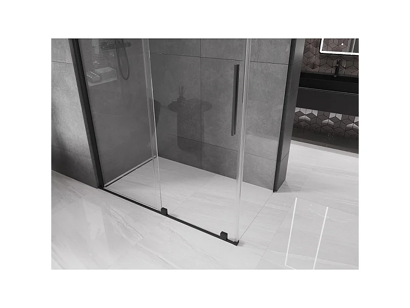Mexen Velar skydeduschkabine 160 x 75 cm, transparent, sort - 871-160-075-01-70