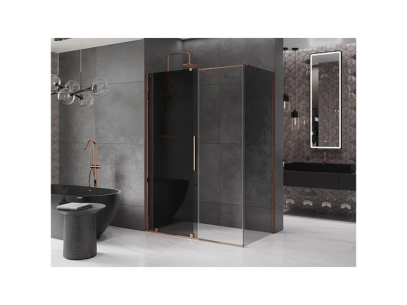 Mexen Velar Schiebedusche 150 x 90 cm, Graphit, Roségold - 871-150-090-41-60
