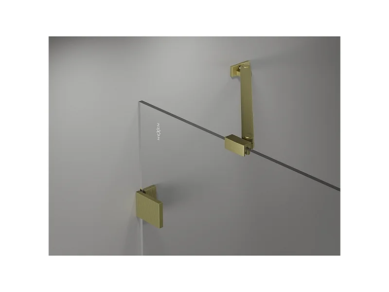 Mexen Lunar Duo hinged shower enclosure 70 x 70 cm, transparent, brushed gold - 834-070L-070P-55-00