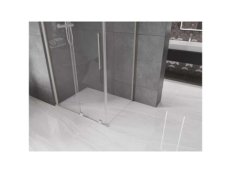 Mexen Velar douchecabine schuifdeur 90 x 70 cm, transparant, geborsteld nikkel - 871-090-070-01-97