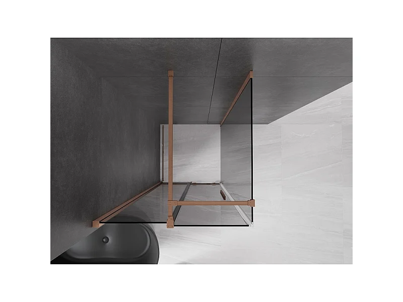 Mexen Velar schuifdouchecabine 90 x 90 cm, grafiet, geborsteld koper - 871-090-090-41-65
