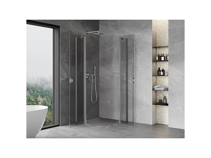 Mexen Mist Duo draaideur douchecabine 100 x 100 cm, transparant, chroom - 8A4-100-100-01-00