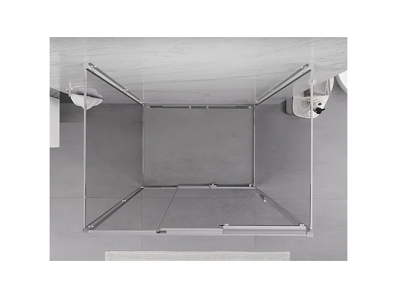 Mexen Exo-3S 3-vægget skydedør brusekabine 100 x 80 cm, transparent, krom - 8153-100-080-01-00-3S