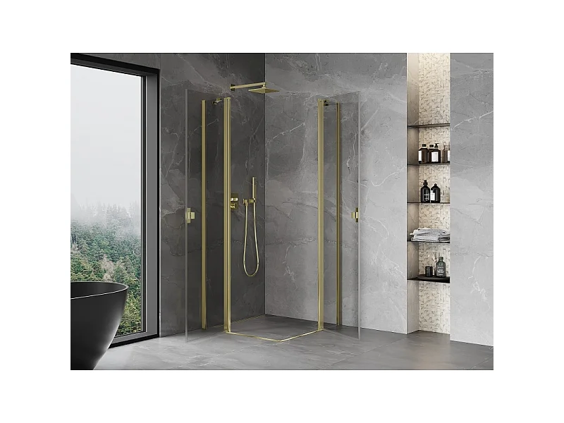 Mexen Mist Duo draaideur douchecabine 110 x 110 cm, transparant, goud - 8A4-110-110-50-00