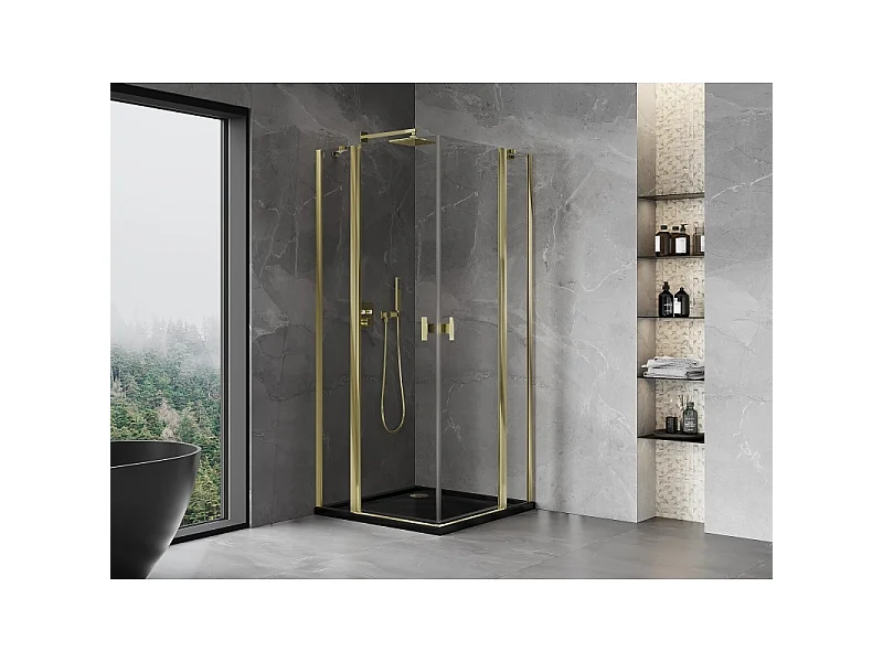 Mexen Mist Duo draaideur douchecabine 110 x 110 cm, transparant, goud - 8A4-110-110-50-00