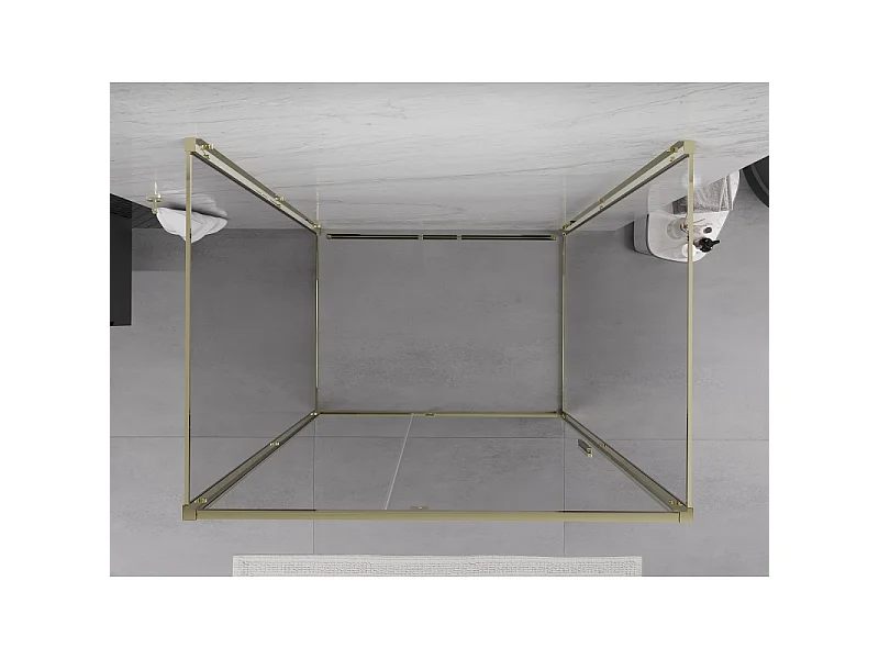 Mexen Exo-3S cabine de douche 3 parois pivotante 150 x 80 cm, transparent, or - 819-150-080-50-00-3S