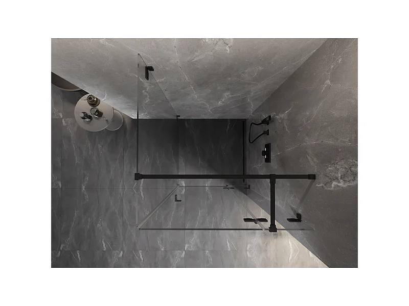 Mexen Lunar T, rechtsscharnierende douchecabine 110 x 110 cm, transparant, zwart - 834T-110-110-70-00-P