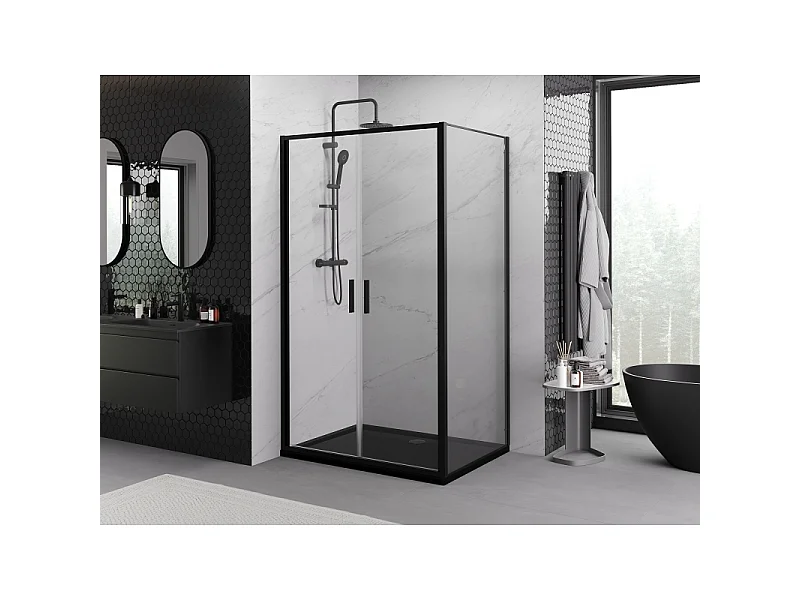 Mexen Exo kabina prysznicowa uchylna 120 x 110 cm, transparent, czarna - 814-120-110-70-00