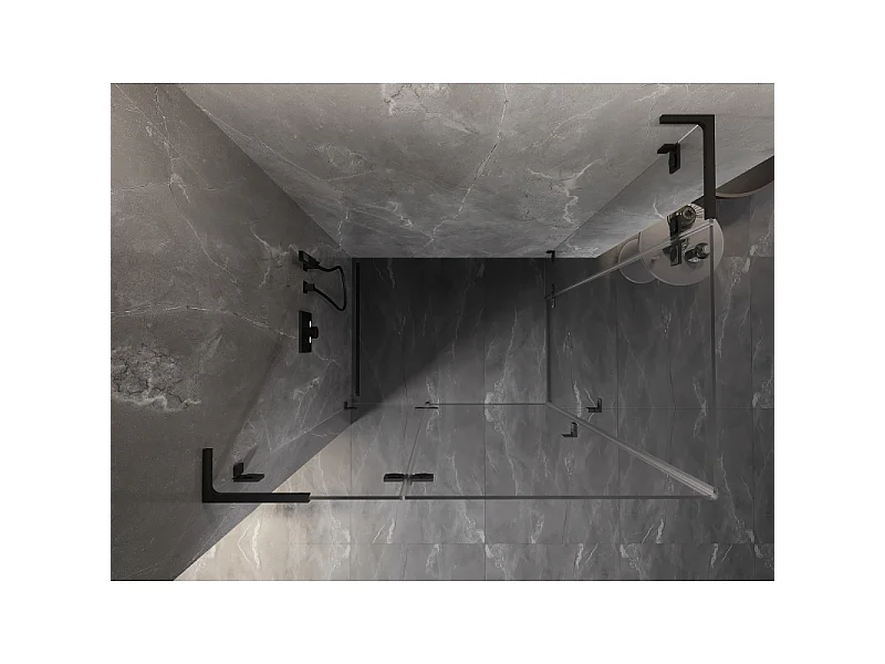 Mexen Lunar L Duo brusekabine med venstrehængte døre 80 x 70 cm, transparent, sort - 834L-080L-070P-70-00