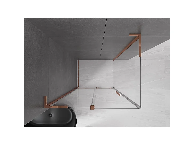Mexen Velar L sliding shower enclosure 90 x 80 cm, transparent, rose gold - 871-090-080-03-60
