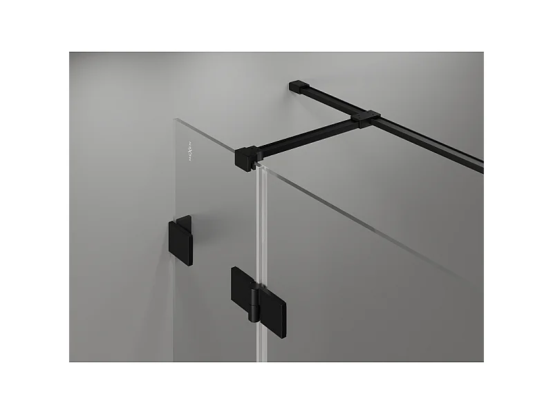 Mexen Lunar T Linker zwenkbare douchecabine 85 x 90 cm, transparant, zwart - 834T-085-090-70-00-L