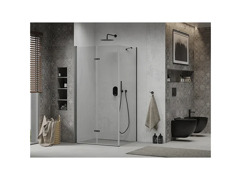 Mexen Lima cabina doccia pieghevole 90 x 110 cm, trasparente, nero - 856-090-110-70-00
