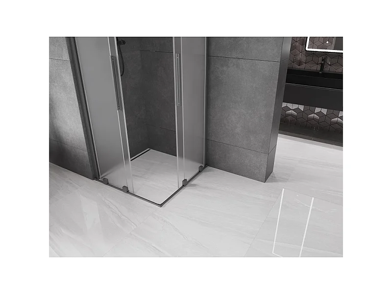 Mexen Velar Duo kabina prysznicowa rozsuwana 80 x 80 cm, szron, gun metal - 871-080-080-32-95