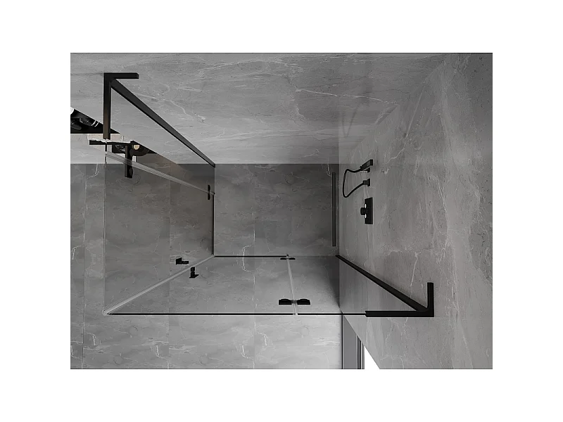 Mexen Mist-H L Duo pršna kabina, desno odpiranje 75 x 95 cm, prozorna, črna - 8A5L-075L-095P-70-00