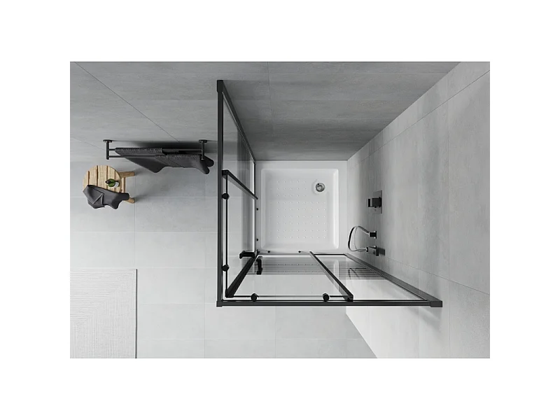 Mexen Rio kvadratisk brusekabine 80 x 80 cm, sorte striber, sort + brusekar, hvid - 860-080-080-70-20-4510