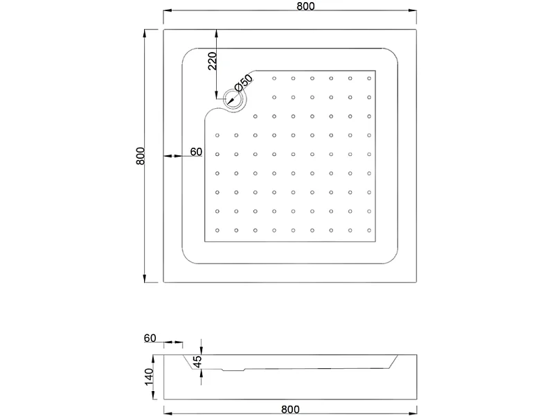Mexen Rio kvadratisk brusekabine 80 x 80 cm, sorte striber, sort + brusekar, hvid - 860-080-080-70-20-4510