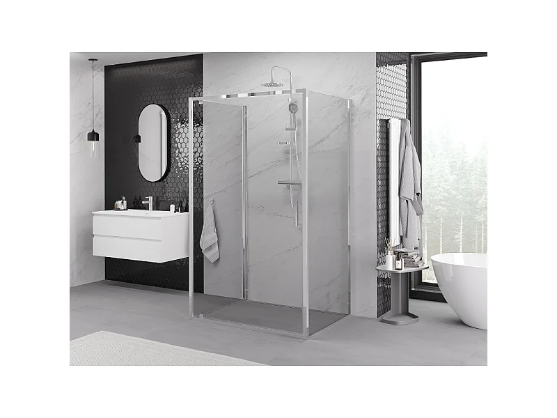 Mexen Exo-3S cabine de douche 3 parois pivotante 80 x 75 cm, transparent, chromé - 8181-080-075-01-00-3S