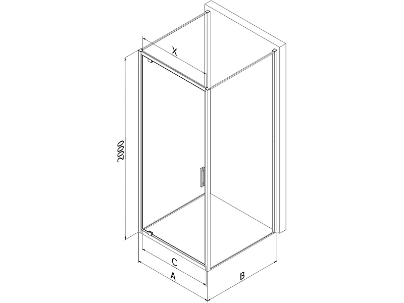 Mexen Exo-3S cabine de douche 3 parois pivotante 80 x 75 cm, transparent, chromé - 8181-080-075-01-00-3S