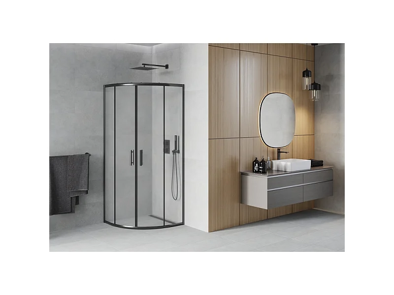 Mexen Rio Duschkabine halbrund 70 x 70 cm, matt, schwarz - 863-070-070-70-30