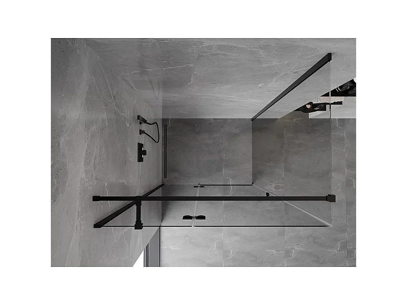 Mexen Mist-H T cabine de douche pivotante gauche 115 x 70 cm, transparent, noir - 8A5T-115-070-70-00-L