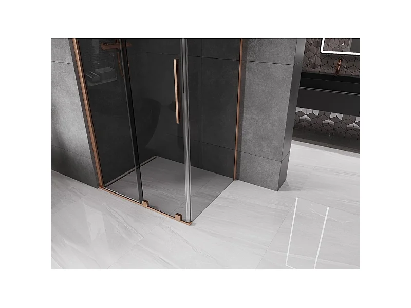 Mexen Velar schuifdouchecabine 110 x 75 cm, grafiet, geborsteld koper - 871-110-075-41-65