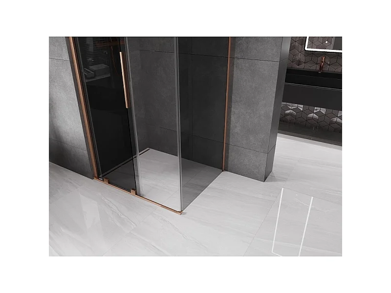 Mexen Velar schuifdouchecabine 110 x 75 cm, grafiet, geborsteld koper - 871-110-075-41-65