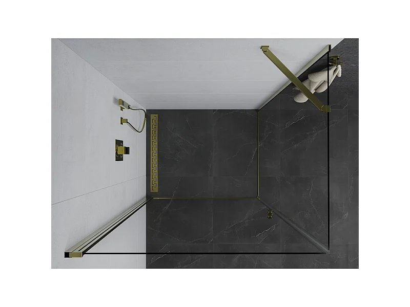 Mexen Pretoria schuif douchecabine 90 x 100 cm, transparant, goud - 852-090-100-50-00