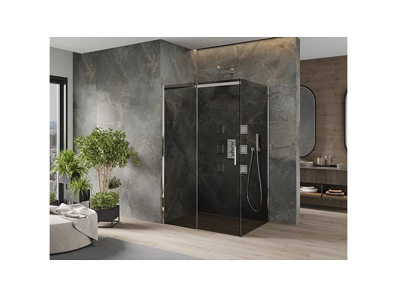 Mexen Omega schuifbare douchecabine 100 x 90 cm, grafiet, chroom - 825-100-090-01-40