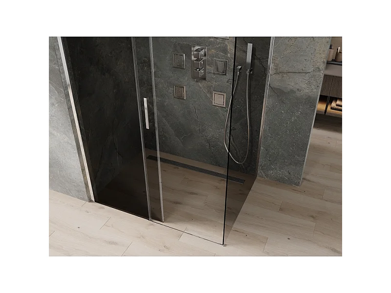 Mexen Omega schuifbare douchecabine 100 x 90 cm, grafiet, chroom - 825-100-090-01-40