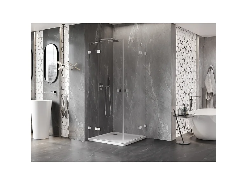 Mexen Lunar Duo brusekabine med hængslet dør 115 x 115 cm, transparent, krom - 834-115L-115P-01-00