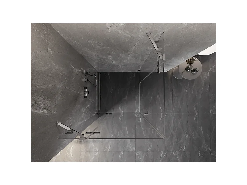 Mexen Lunar Duo brusekabine med hængslet dør 115 x 115 cm, transparent, krom - 834-115L-115P-01-00