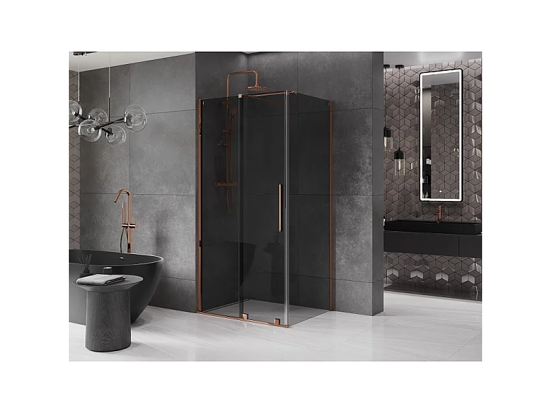 Mexen Velar schuifdouchecabine 110 x 85 cm, grafiet, roségoud - 871-110-085-41-60