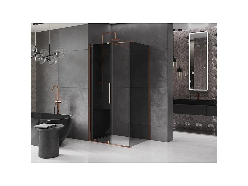 Mexen Velar schuifdouchecabine 110 x 85 cm, grafiet, roségoud - 871-110-085-41-60