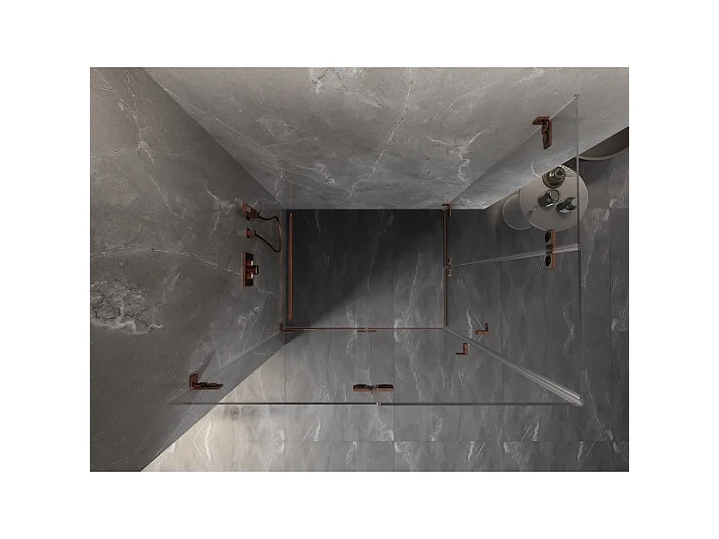 Mexen Lunar-F Duo sammenklappelig brusekabine 95 x 85 cm, transparent, rosaguld - 836-095L-085P-60-00