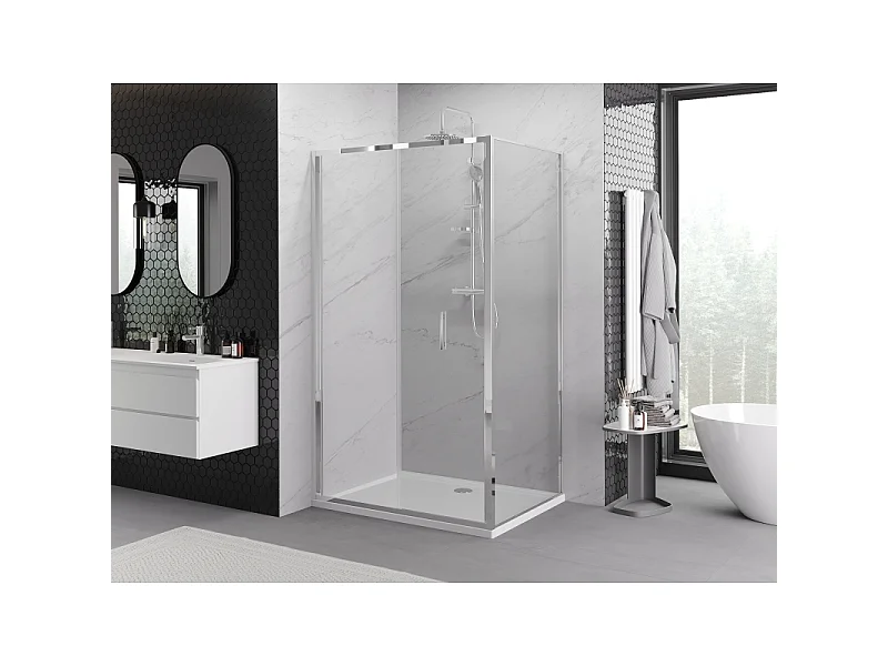 Mexen Exo opvouwbare douchecabine 100 x 90 cm, transparant, chroom - 816-100-090-01-00