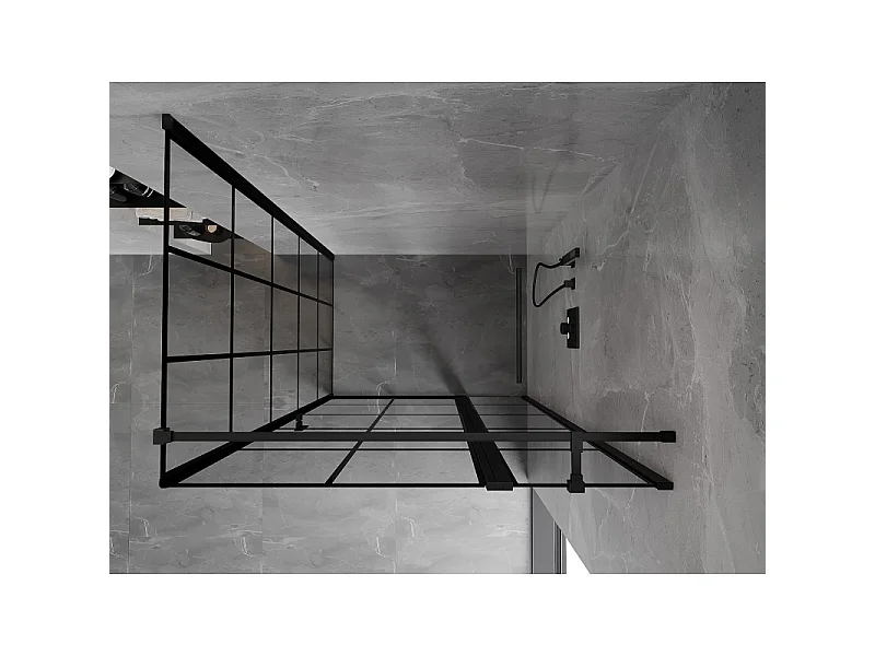 Mexen Mist T cabine de douche battante droite 100 x 95 cm, grille noire, noir - 8A4T-100-095-70-77-P