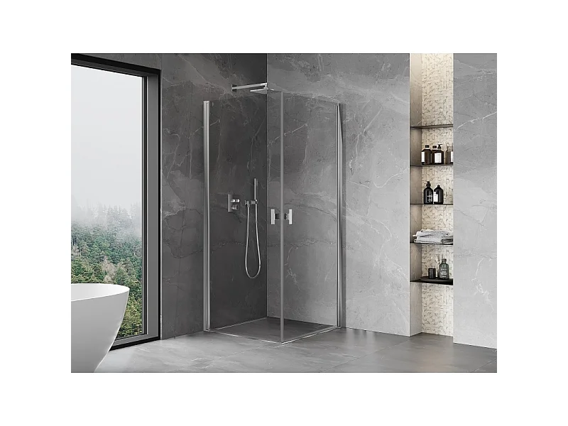 Mexen Mist-B Duo draaideur douchecabine 80 x 80 cm, transparant, chroom - 8A2-080-080-01-00