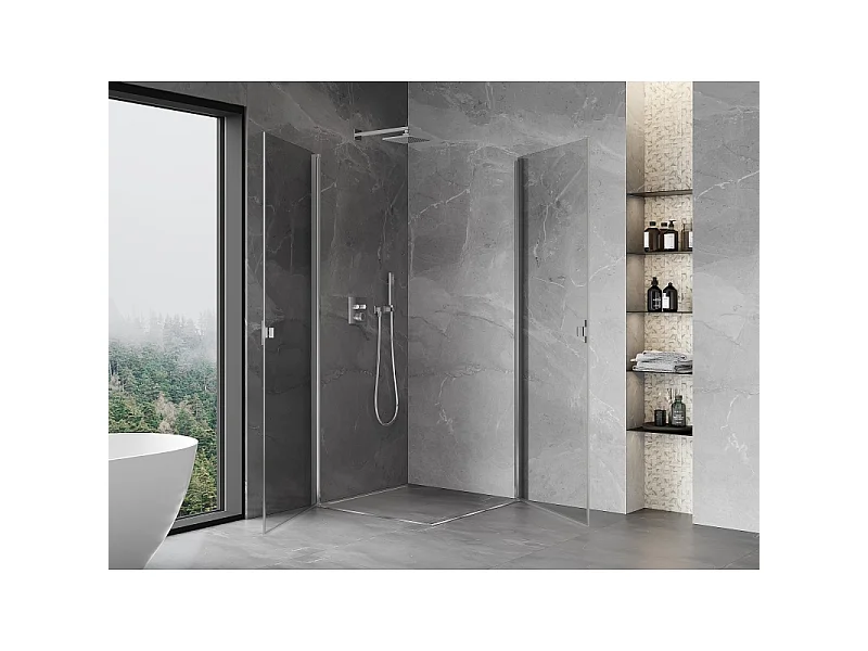 Mexen Mist-B Duo draaideur douchecabine 80 x 80 cm, transparant, chroom - 8A2-080-080-01-00