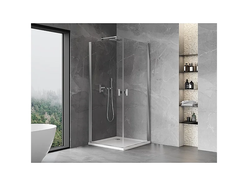 Mexen Mist-B Duo draaideur douchecabine 80 x 80 cm, transparant, chroom - 8A2-080-080-01-00