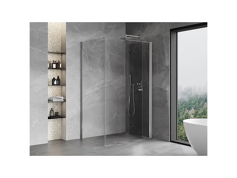Mexen Mist-F T folding shower cabin right 75 x 80 cm, transparent, chrome - 8A6T-075-080-01-00-P