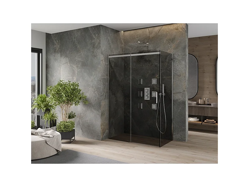 Mexen Omega Schiebeduschkabine 160 x 80 cm, Graphit, Chrom - 825-160-080-01-40