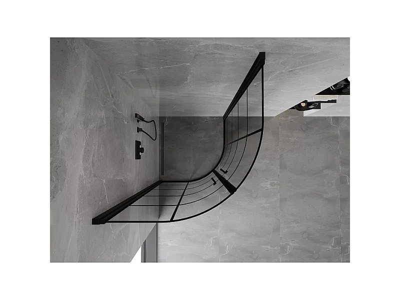 Mexen Mist cabine de douche demi-circulaire pivotante 90 x 90 cm, grille noire, noire - 8A31-090-090-70-77