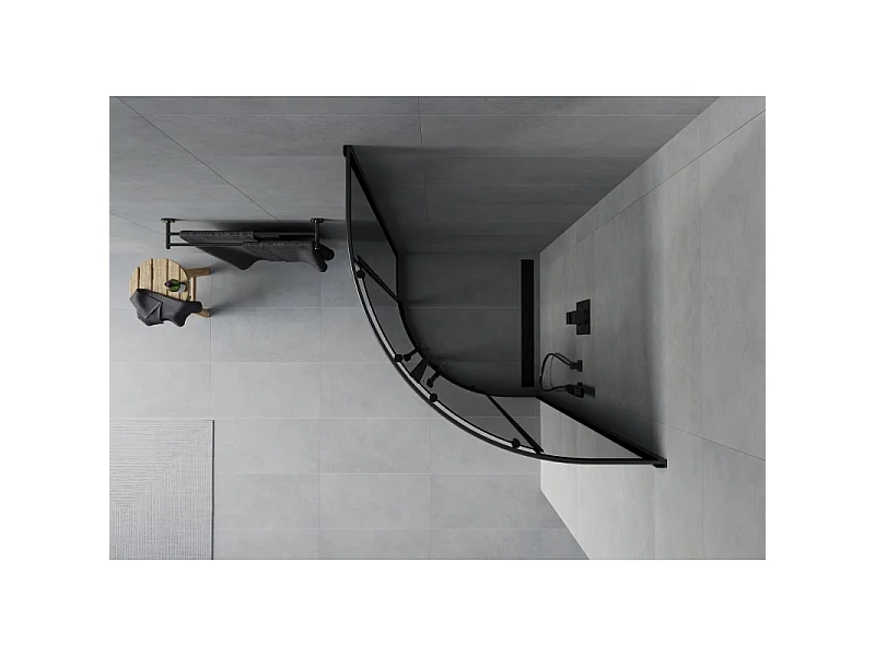 Mexen Rio halfronde douchecabine 70 x 70 cm, grafiet, zwart - 863-070-070-70-40
