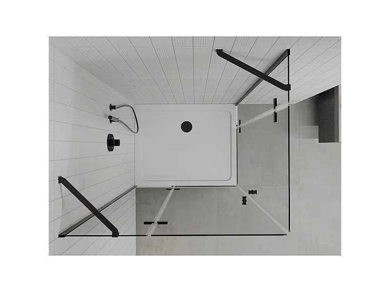 Mexen Roma Duo douchecabine draaideur 100 x 90 cm, transparant, zwart + Flat douchebak - 854-100-090-70-02-4010B