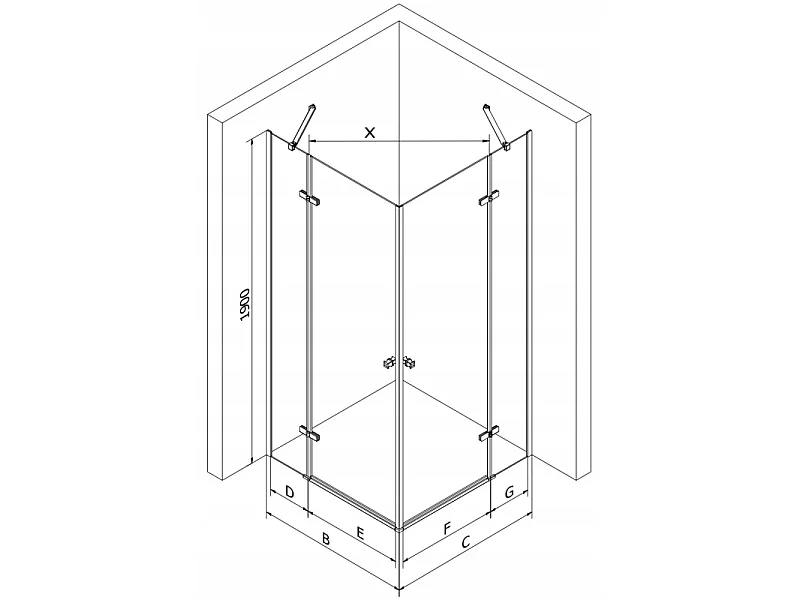 Mexen Roma Duo douchecabine draaideur 100 x 90 cm, transparant, zwart + Flat douchebak - 854-100-090-70-02-4010B