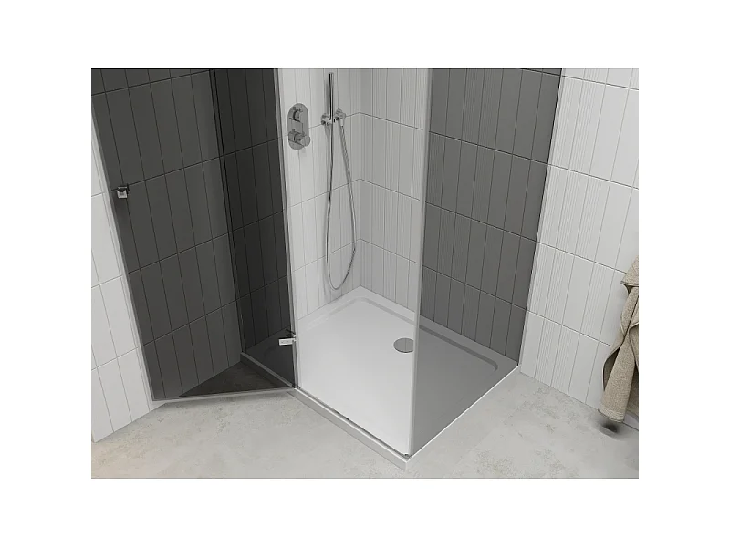 Mexen Roma drejest brusekabine 120 x 80 cm, grafit, krom + Flat brusekar, hvid - 854-120-080-01-40-4010